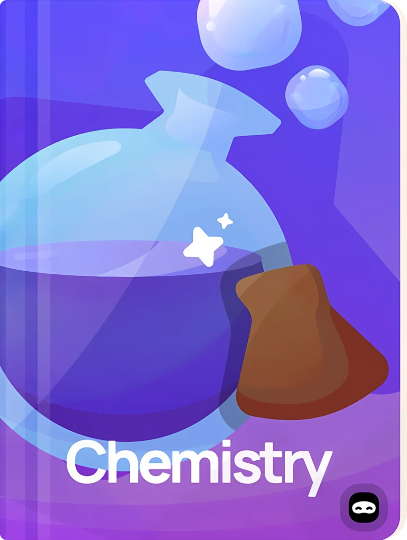 The Chemistry cover: a round flask and a cork on purple