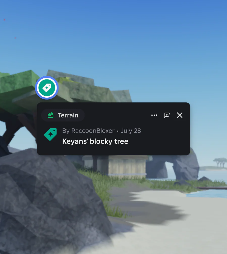A terrain bookmark over a beach, By RaccoonBloxer, July 28: Keyans’ blocky tree